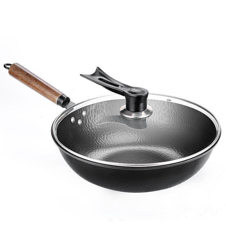 Extra Thick Stainless Steel Wok - Round Bottom & Double Ear Handles