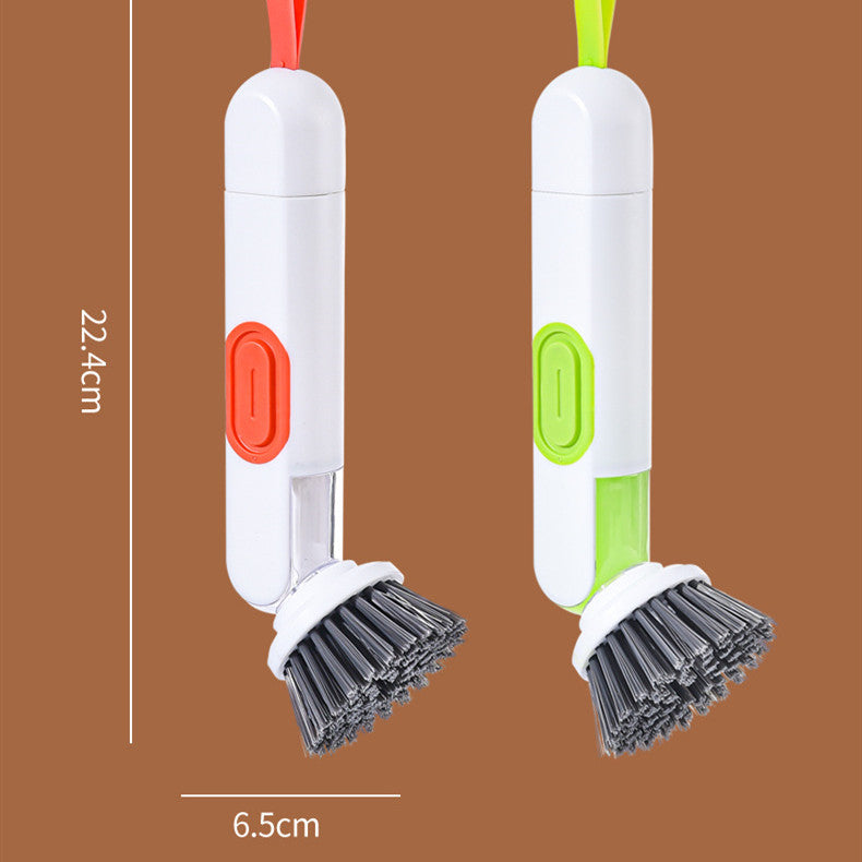 Multi‑Functional Long‑Handle Cleaning Brush with Liquid Dispenser & 2 Heads