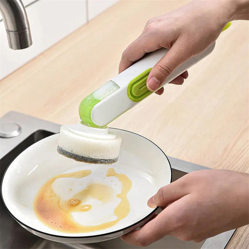 Multi‑Functional Long‑Handle Cleaning Brush with Liquid Dispenser & 2 Heads