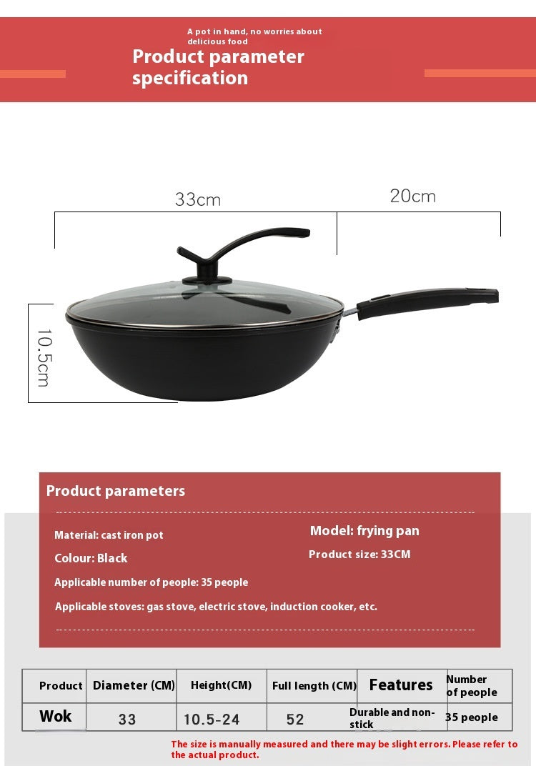 Non-Coated Fine Iron Wok – Durable, Natural, Non-Stick Cooking Pan