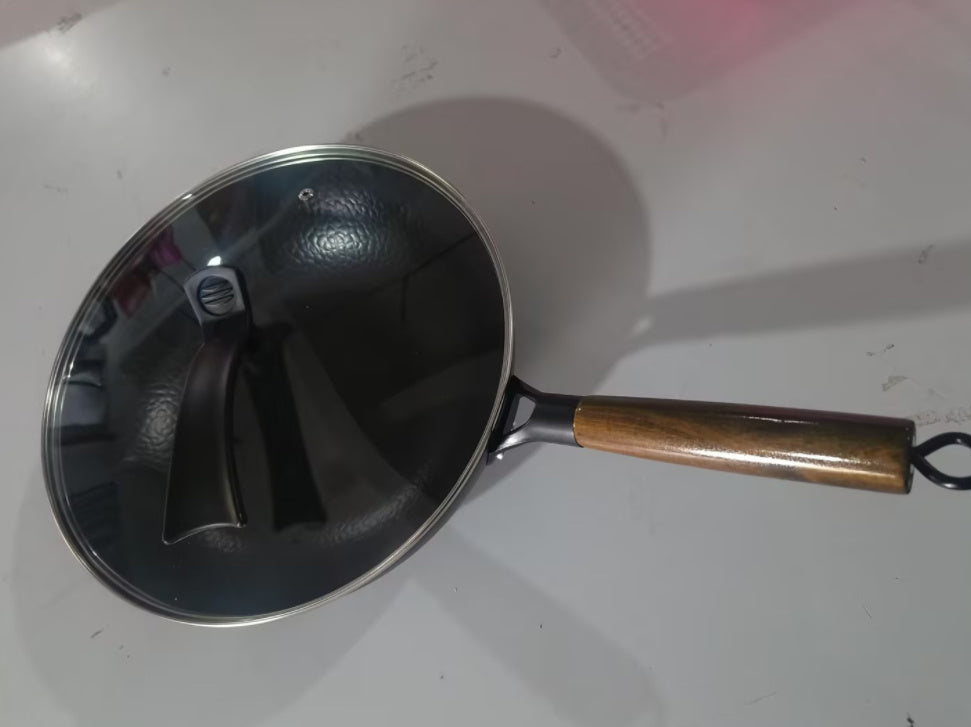 Extra Thick Stainless Steel Wok - Round Bottom & Double Ear Handles