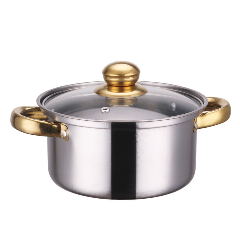 Stainless Steel Gold Handle Pot Set – Non-Stick Pan & Pot Suite for Effortless Cooking