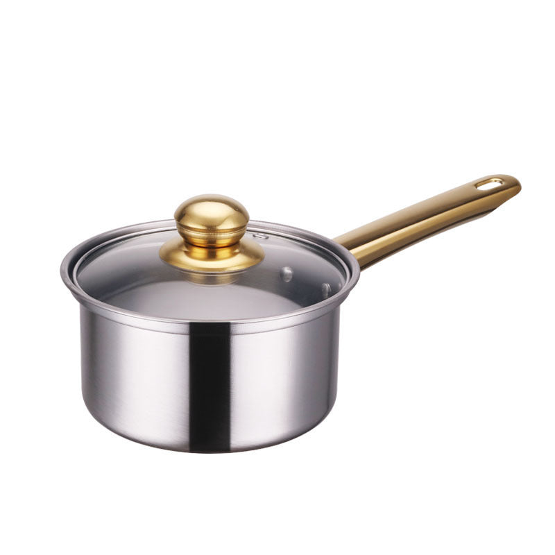 Stainless Steel Gold Handle Pot Set – Non-Stick Pan & Pot Suite for Effortless Cooking