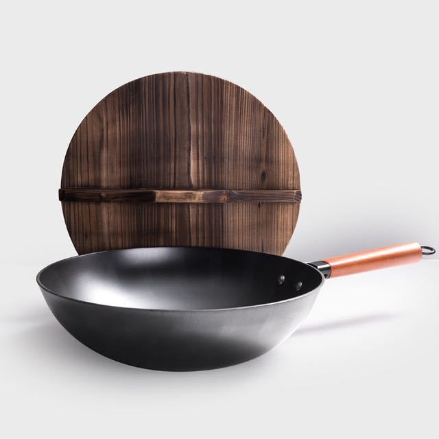 Extra Thick Stainless Steel Wok - Round Bottom & Double Ear Handles