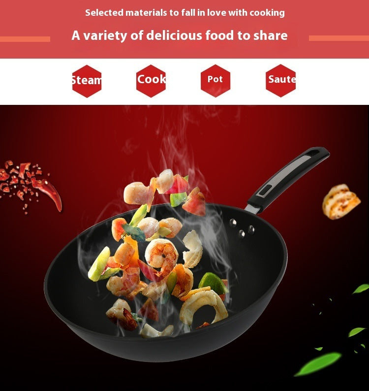 Non-Coated Fine Iron Wok – Durable, Natural, Non-Stick Cooking Pan