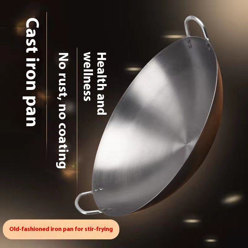 Extra Thick Stainless Steel Wok Double-ear Round Bottom