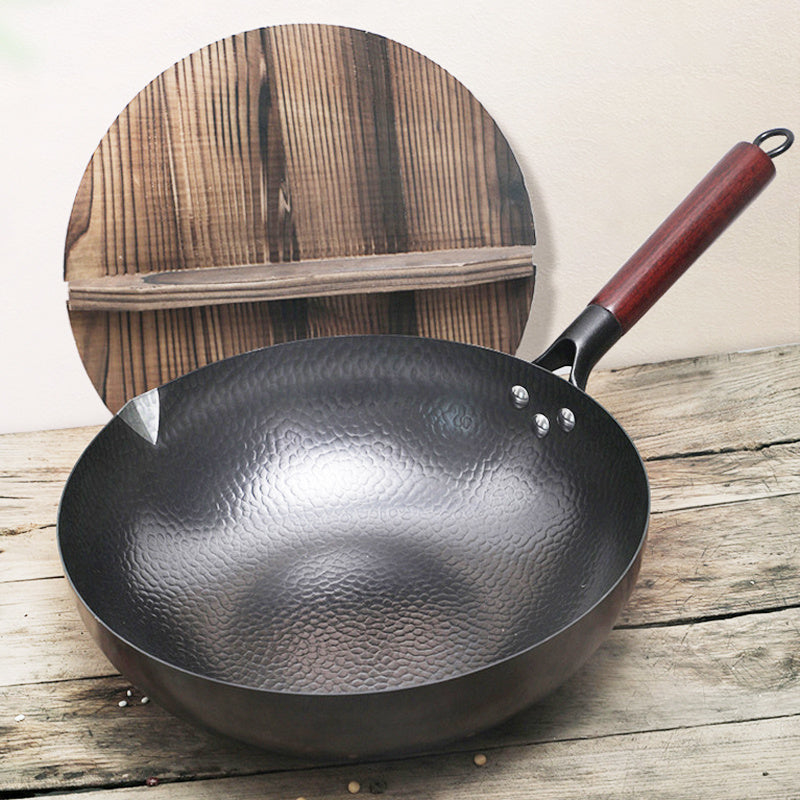 Extra Thick Stainless Steel Wok - Round Bottom & Double Ear Handles