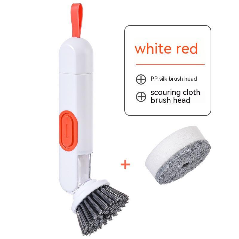 Multi‑Functional Long‑Handle Cleaning Brush with Liquid Dispenser & 2 Heads