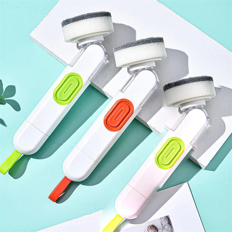 Multi‑Functional Long‑Handle Cleaning Brush with Liquid Dispenser & 2 Heads