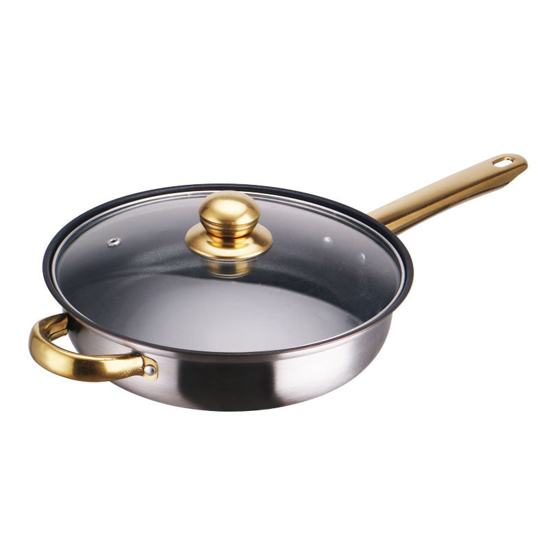 Stainless Steel Gold Handle Pot Set – Non-Stick Pan & Pot Suite for Effortless Cooking